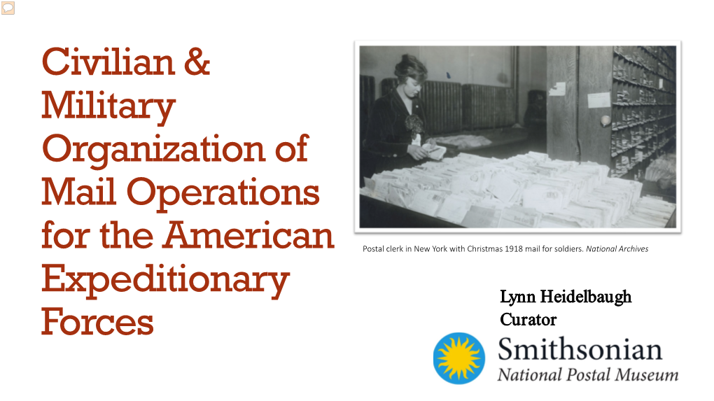 Civilian & Military Organization of Mail Operations for the American