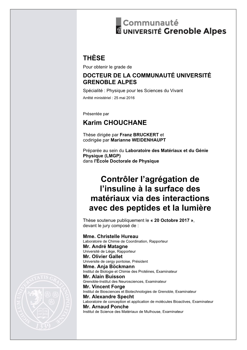 Contrôler L'agrégation De L'insuline À La Surface Des Matériaux Via Des