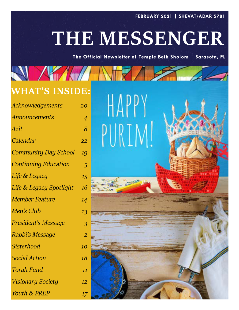 THE MESSENGER the Official Newsletter of Temple Beth Sholom | Sarasota, FL