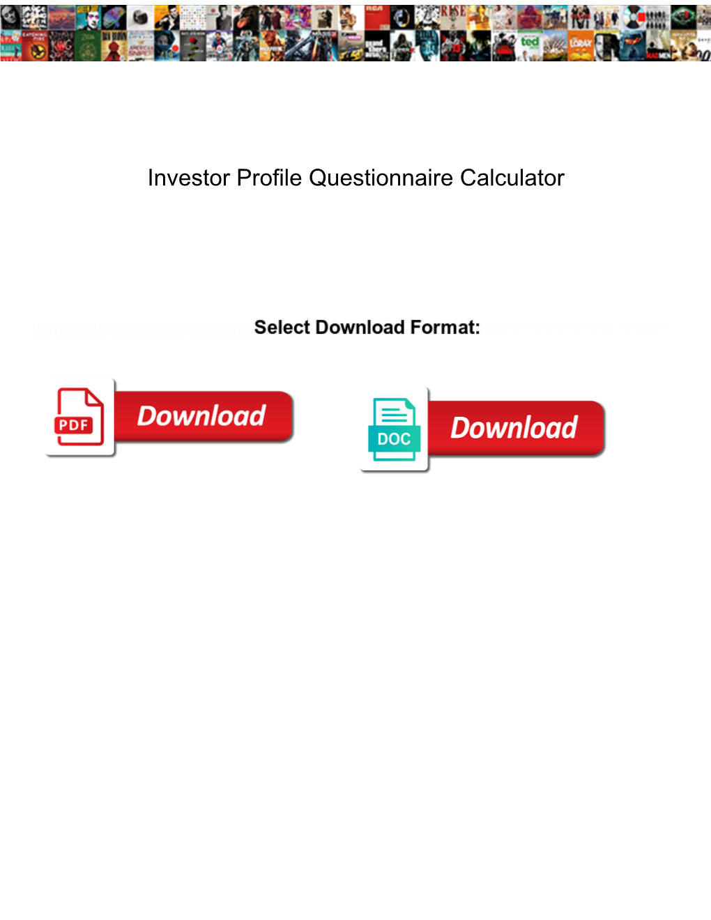 Investor Profile Questionnaire Calculator