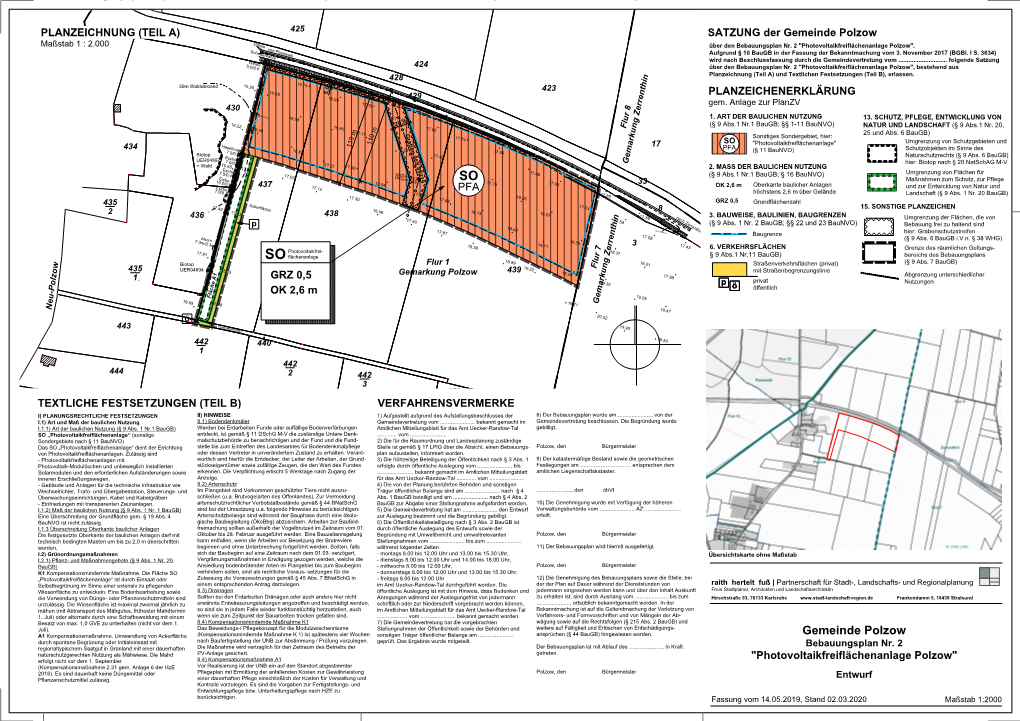 Gemeinde Polzow Maßstab 1 : 2.000 Gleise Über Den Bebauungsplan Nr
