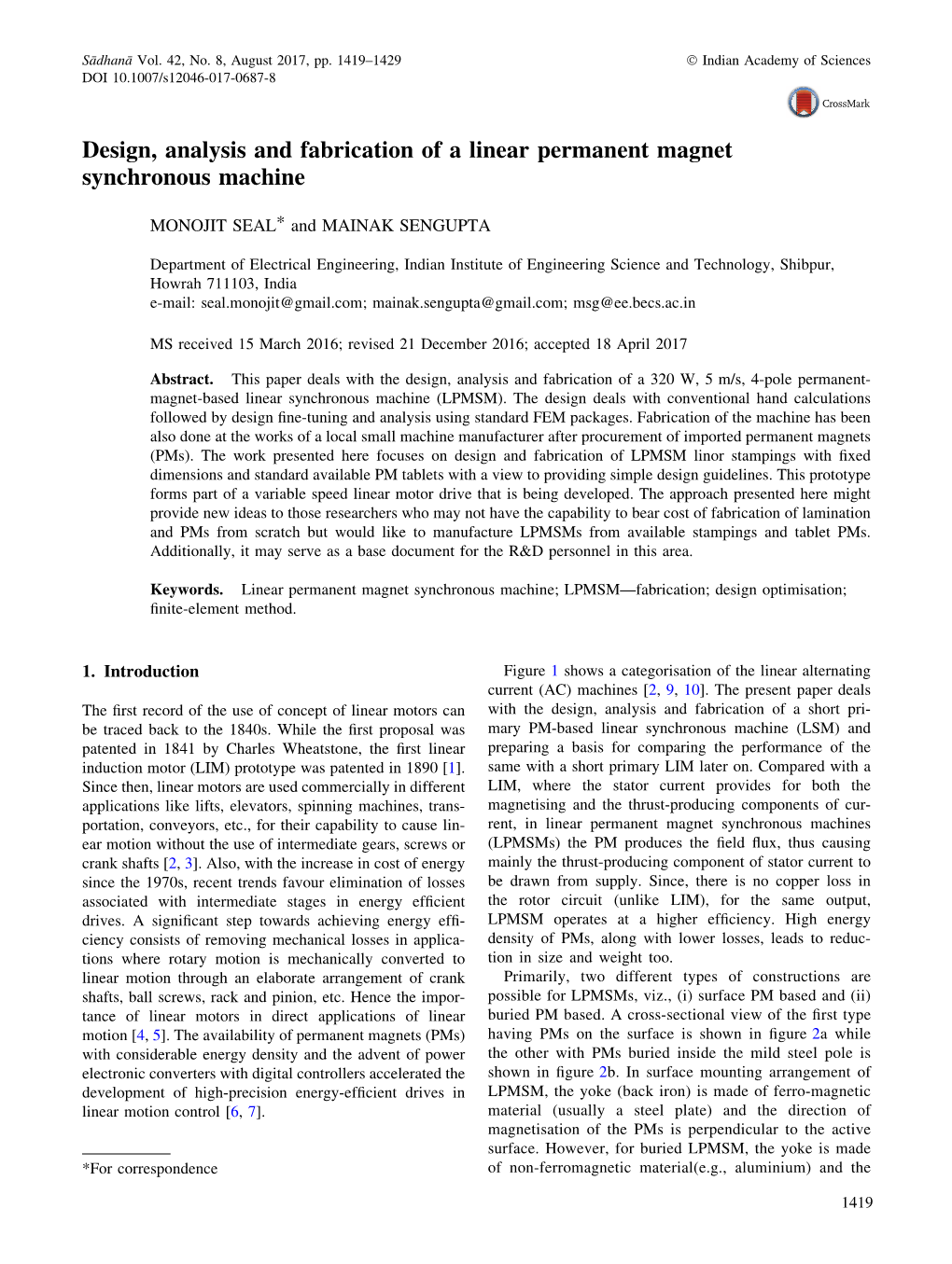 Design, Analysis and Fabrication of a Linear Permanent Magnet Synchronous Machine