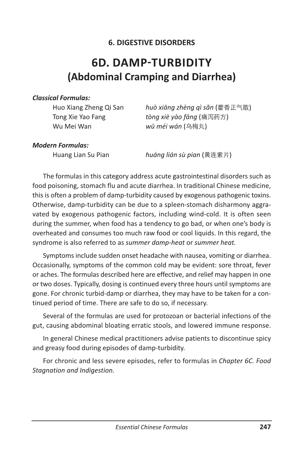 6D. DAMP-TURBIDITY (Abdominal Cramping and Diarrhea)