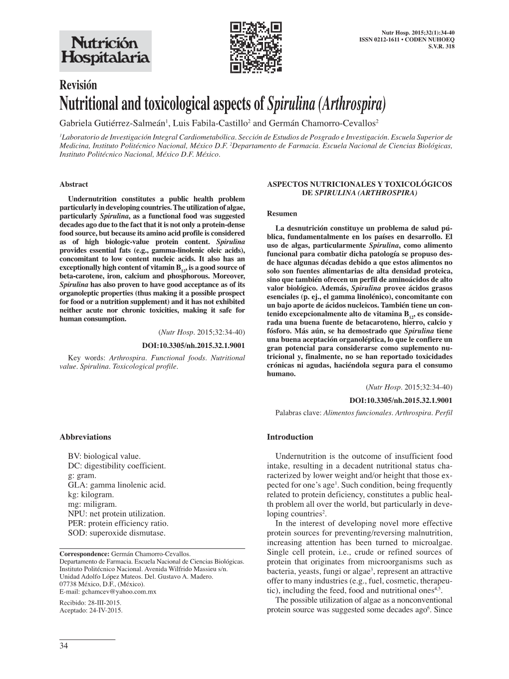 Nutritional and Toxicological Aspects of Spirulina (Arthrospira)