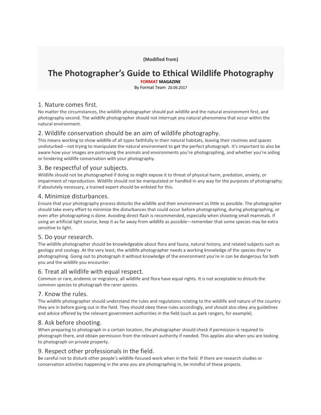 The Photographer's Guide to Ethical Wildlife Photography