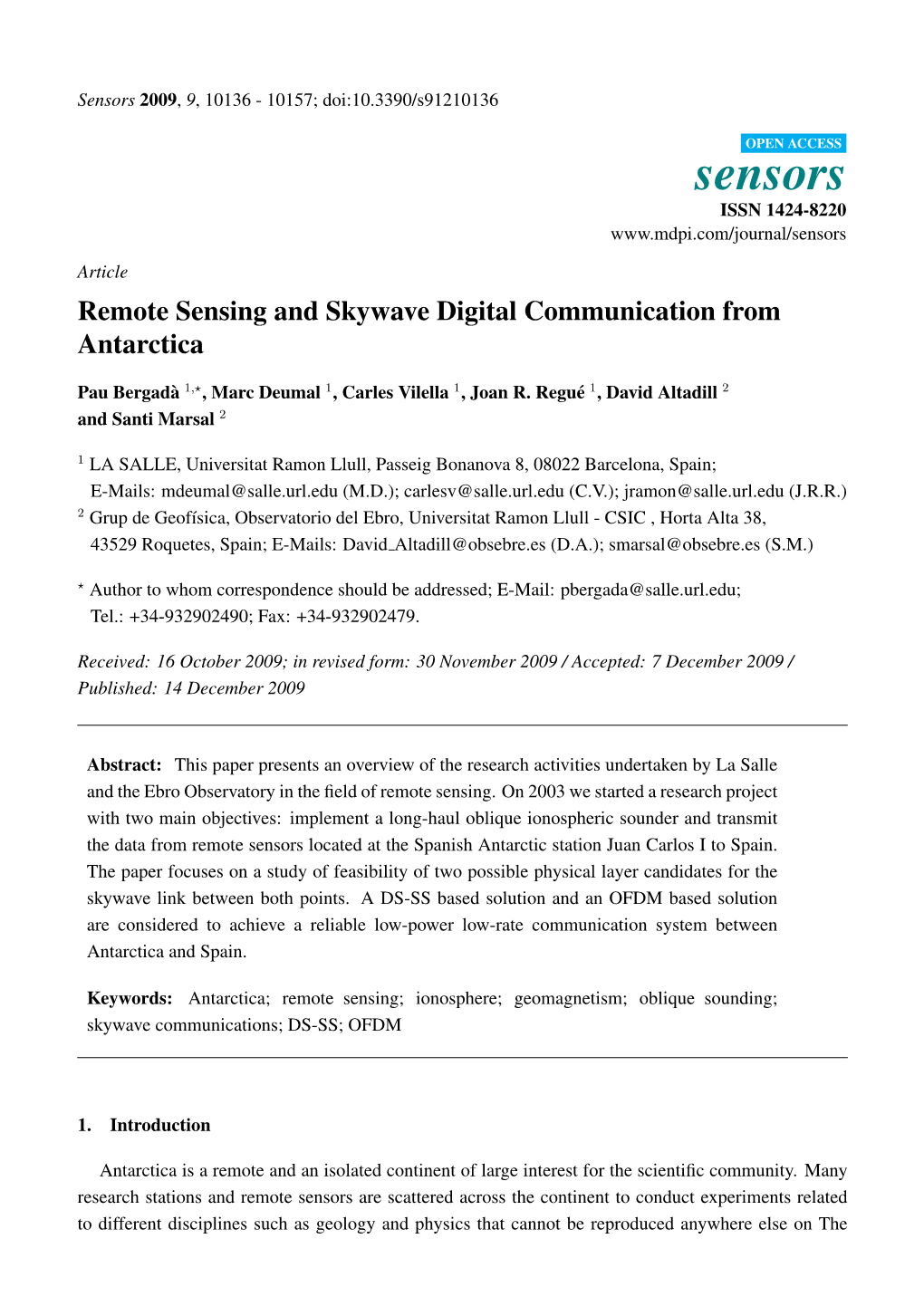 Remote Sensing and Skywave Digital Communication from Antarctica