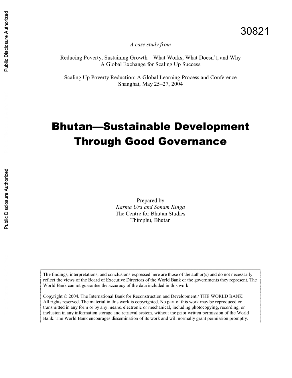 Bhutan – Sustainable Development Through Good Governance