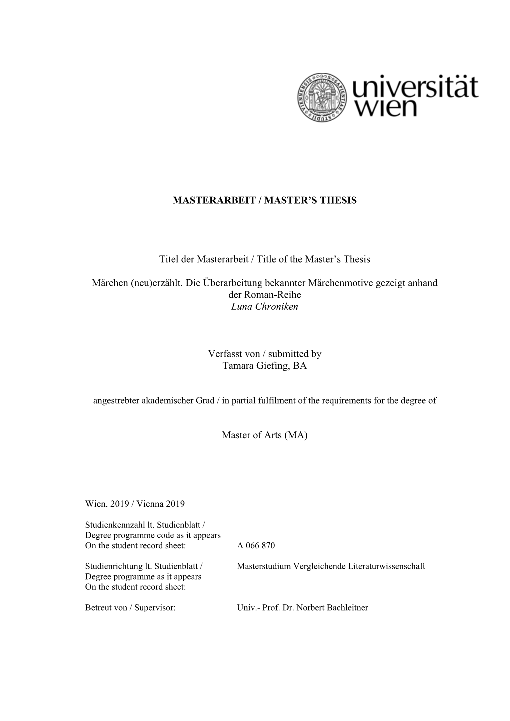 Masterarbeit / Master's Thesis