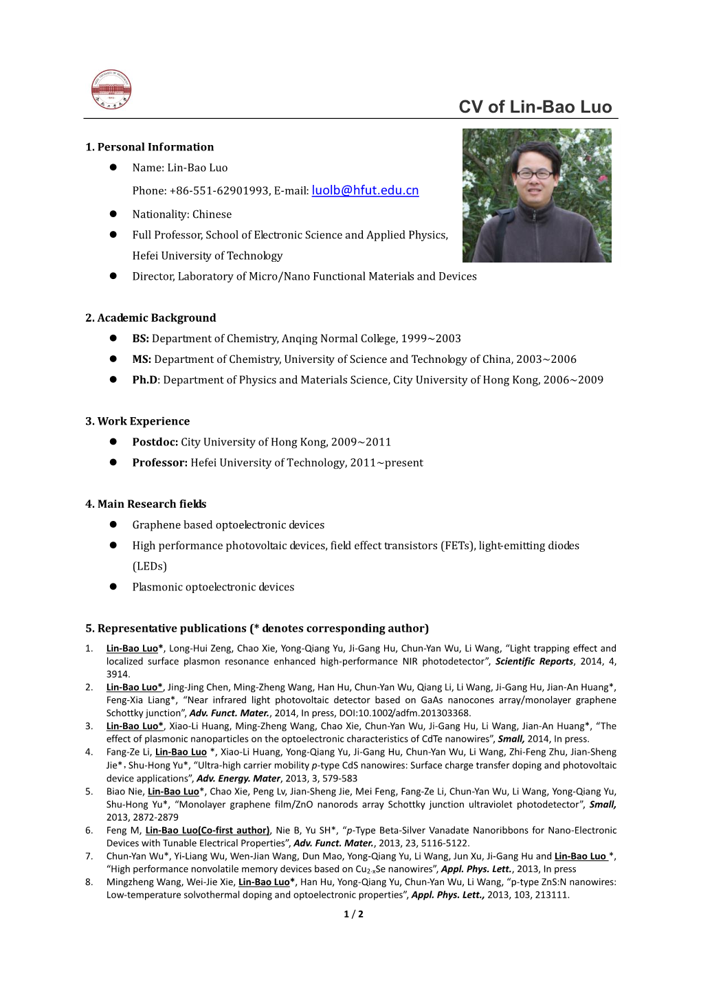 CV of Lin-Bao Luo