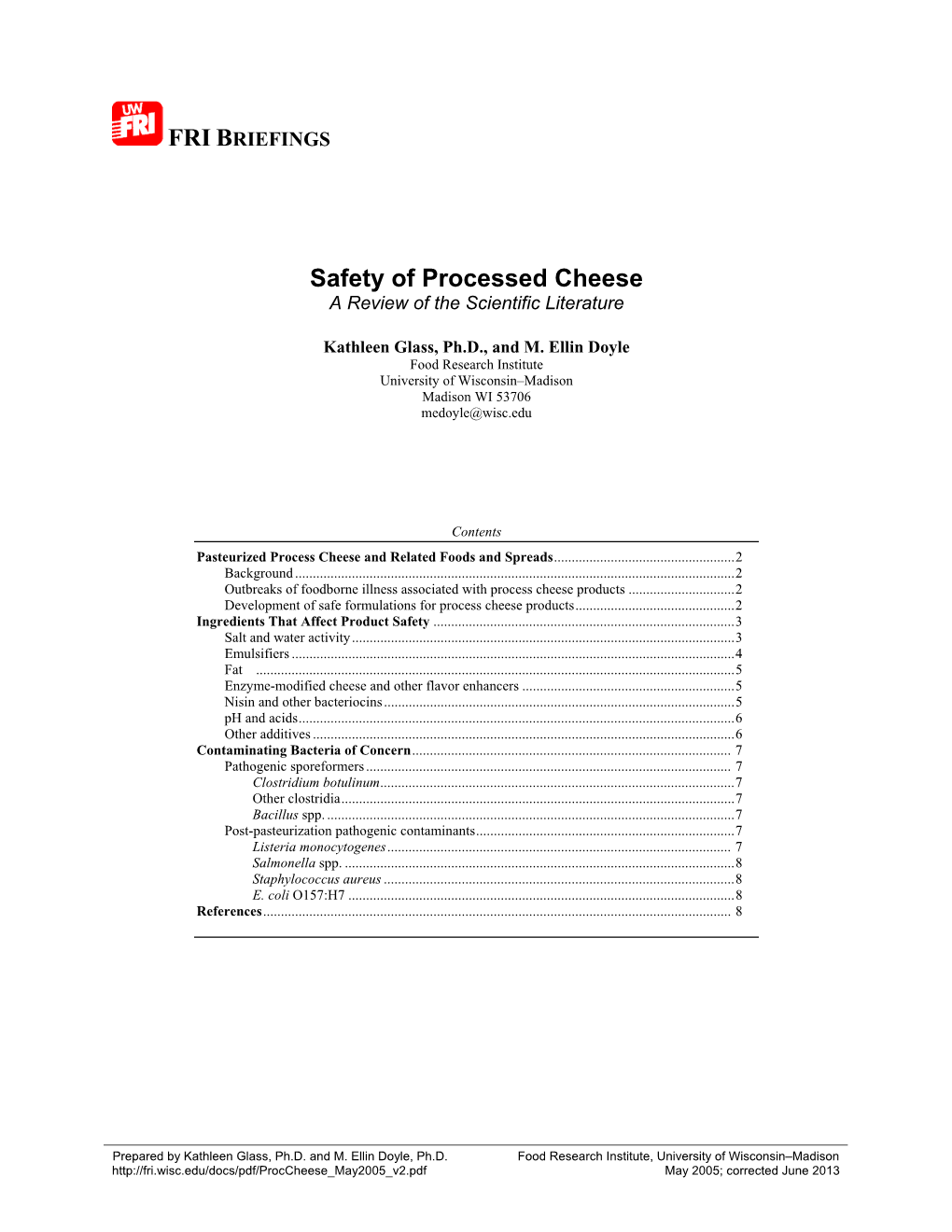 Safety of Processed Cheese a Review of the Scientific Literature