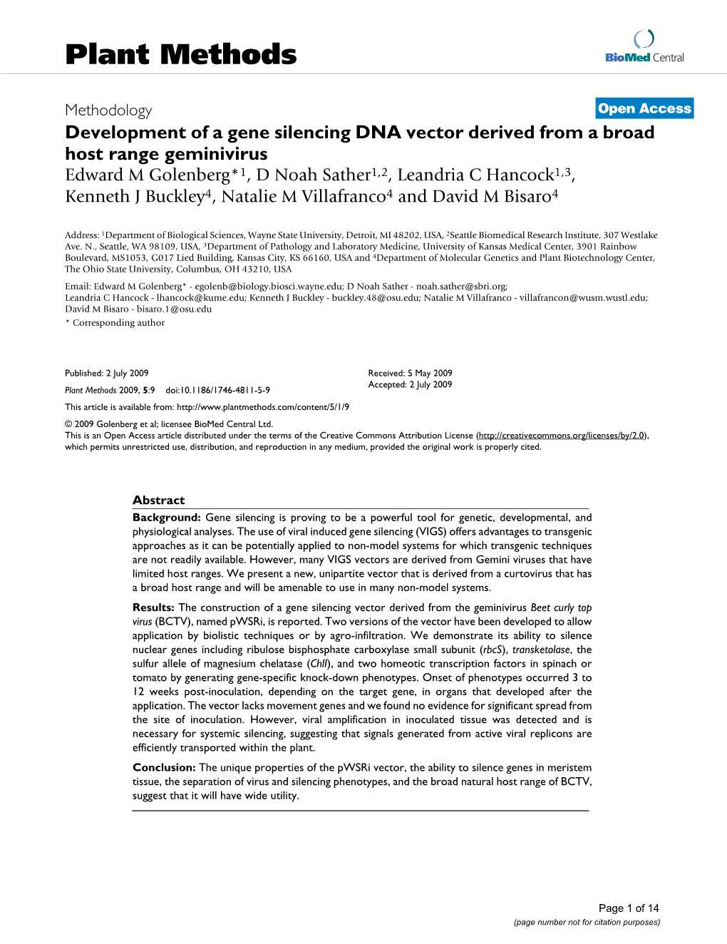 Plant Methods Biomed Central