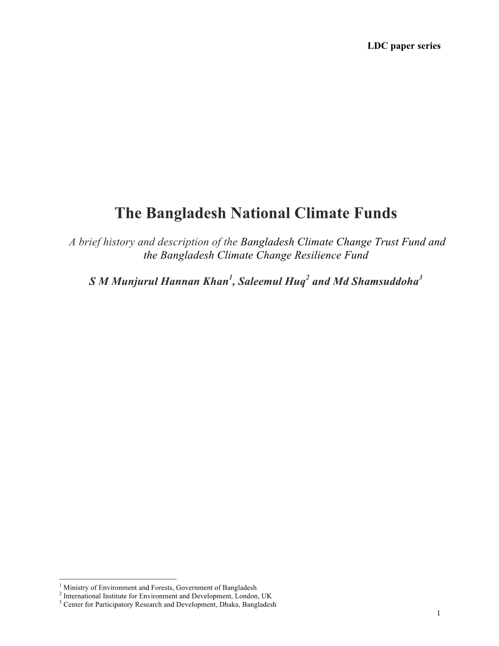 The Bangladesh National Climate Funds