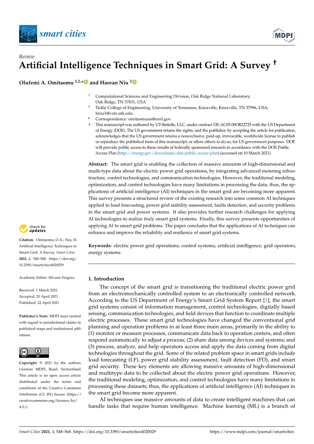 Artificial Intelligence Techniques in Smart Grid