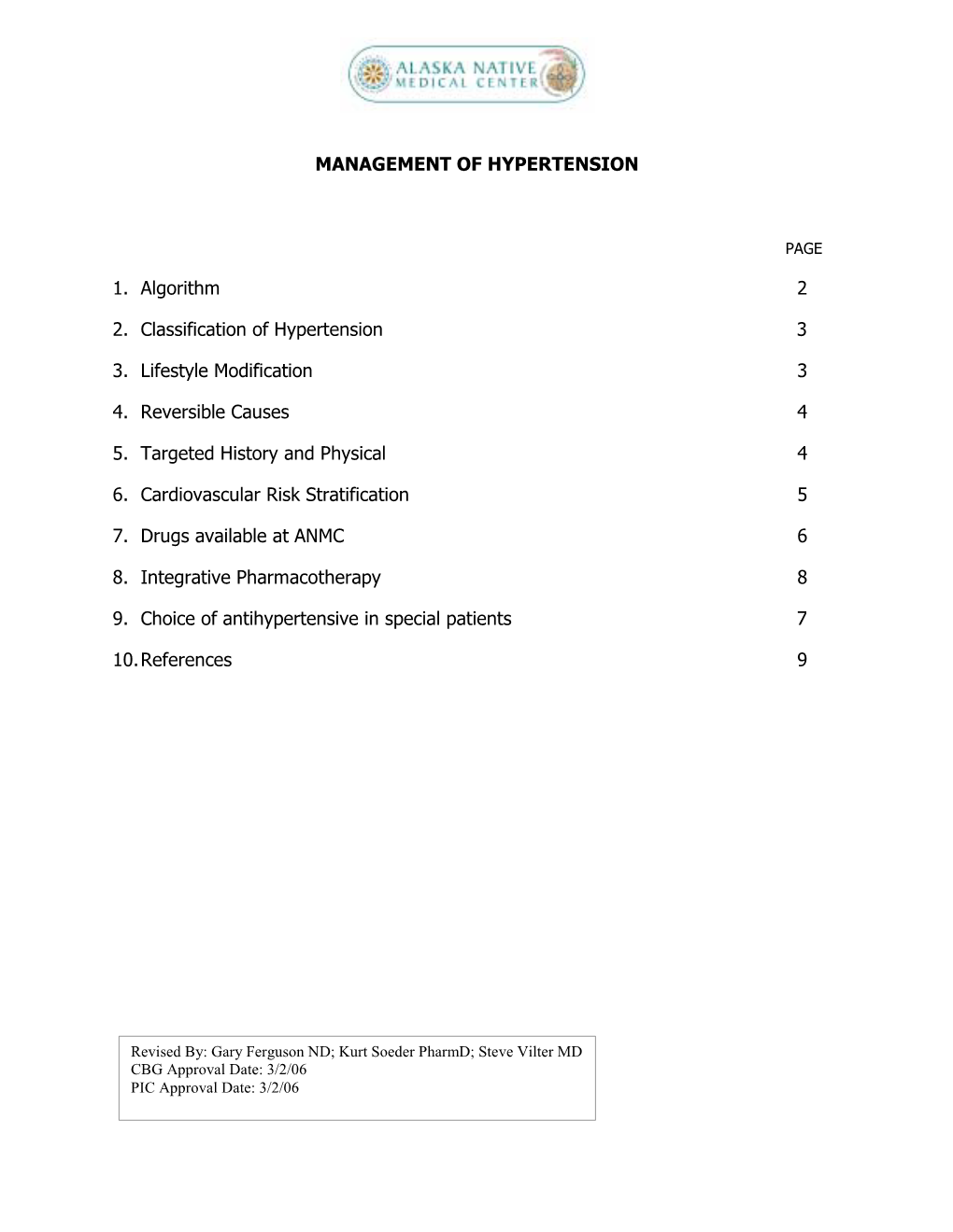 MANAGEMENT of HYPERTENSION 1. Algorithm 2 2. Classification Of