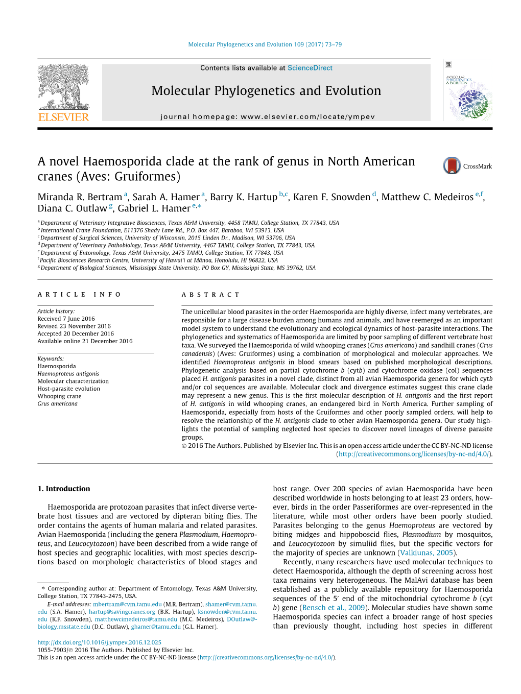 Molecular Phylogenetics and Evolution 109 (2017) 73–79