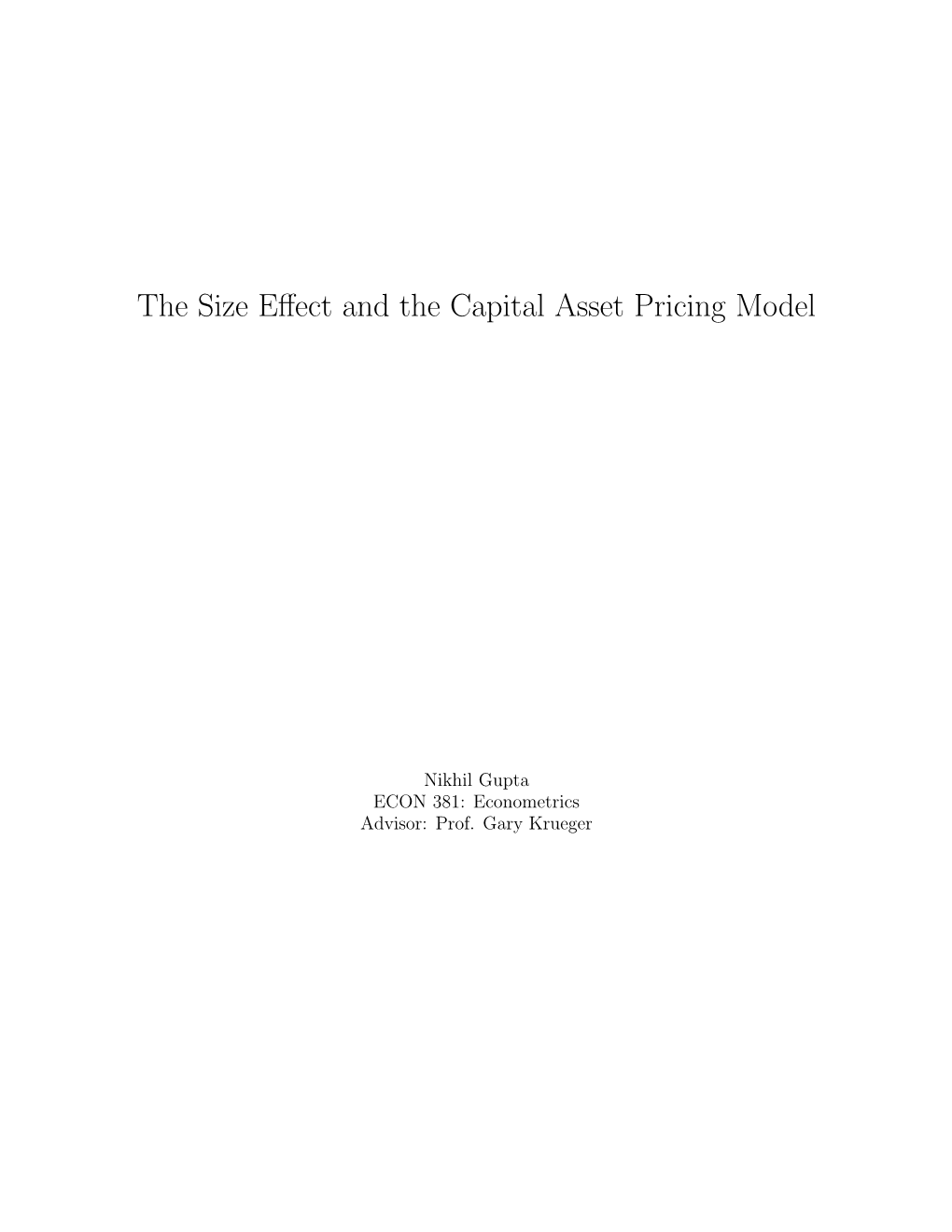 The Size Effect and the Capital Asset Pricing Model