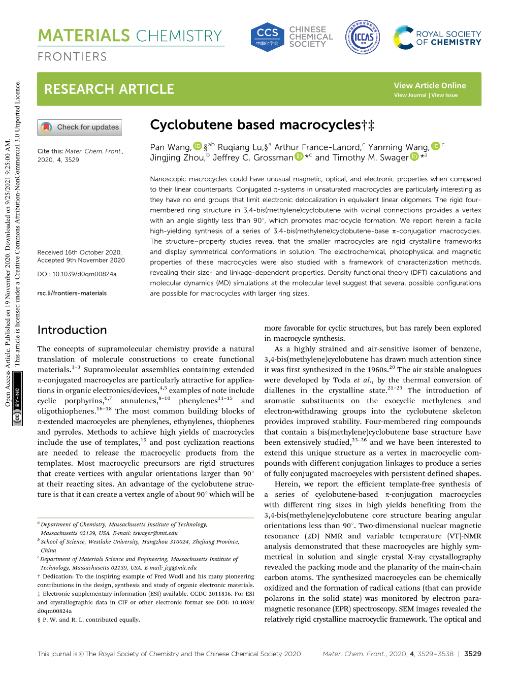 Cyclobutene Based Macrocycles†‡