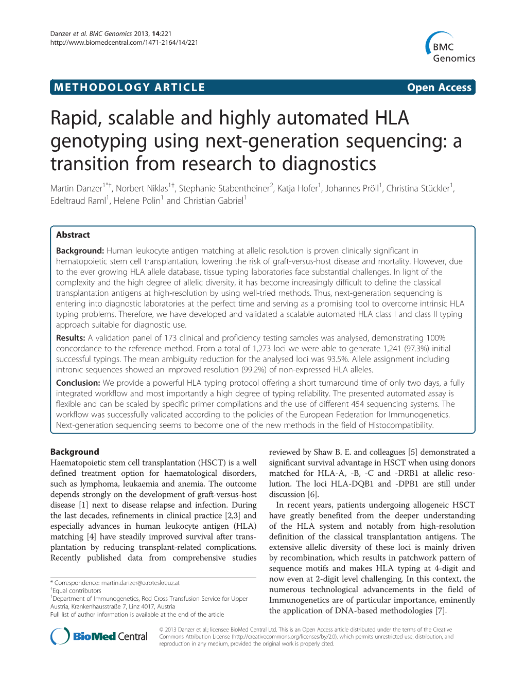 Rapid, Scalable and Highly Automated HLA Genotyping Using Next