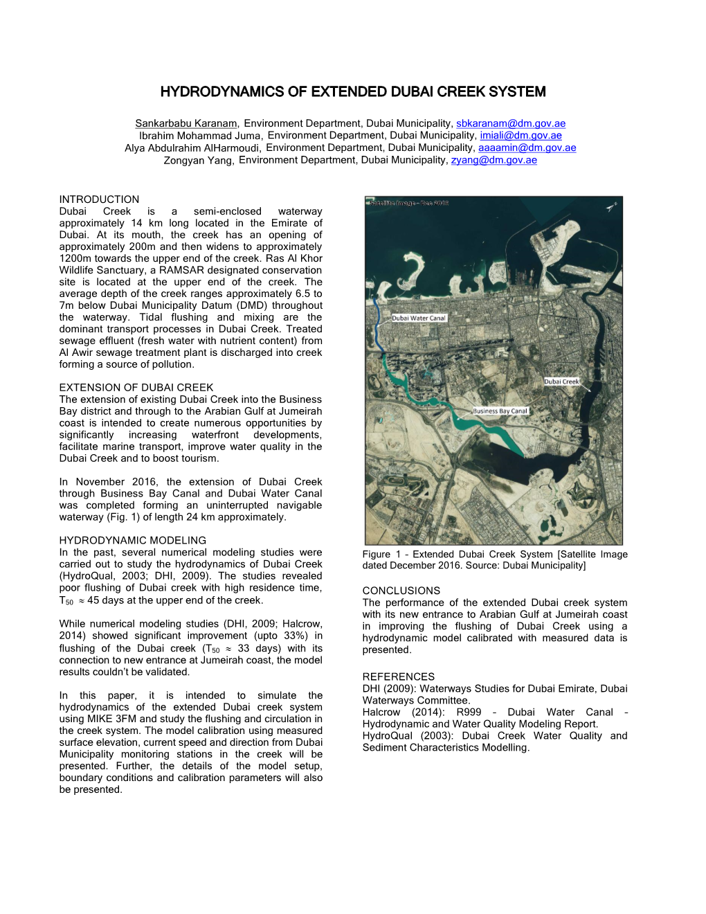 Hydrodynamics of Extended Dubai Creek System