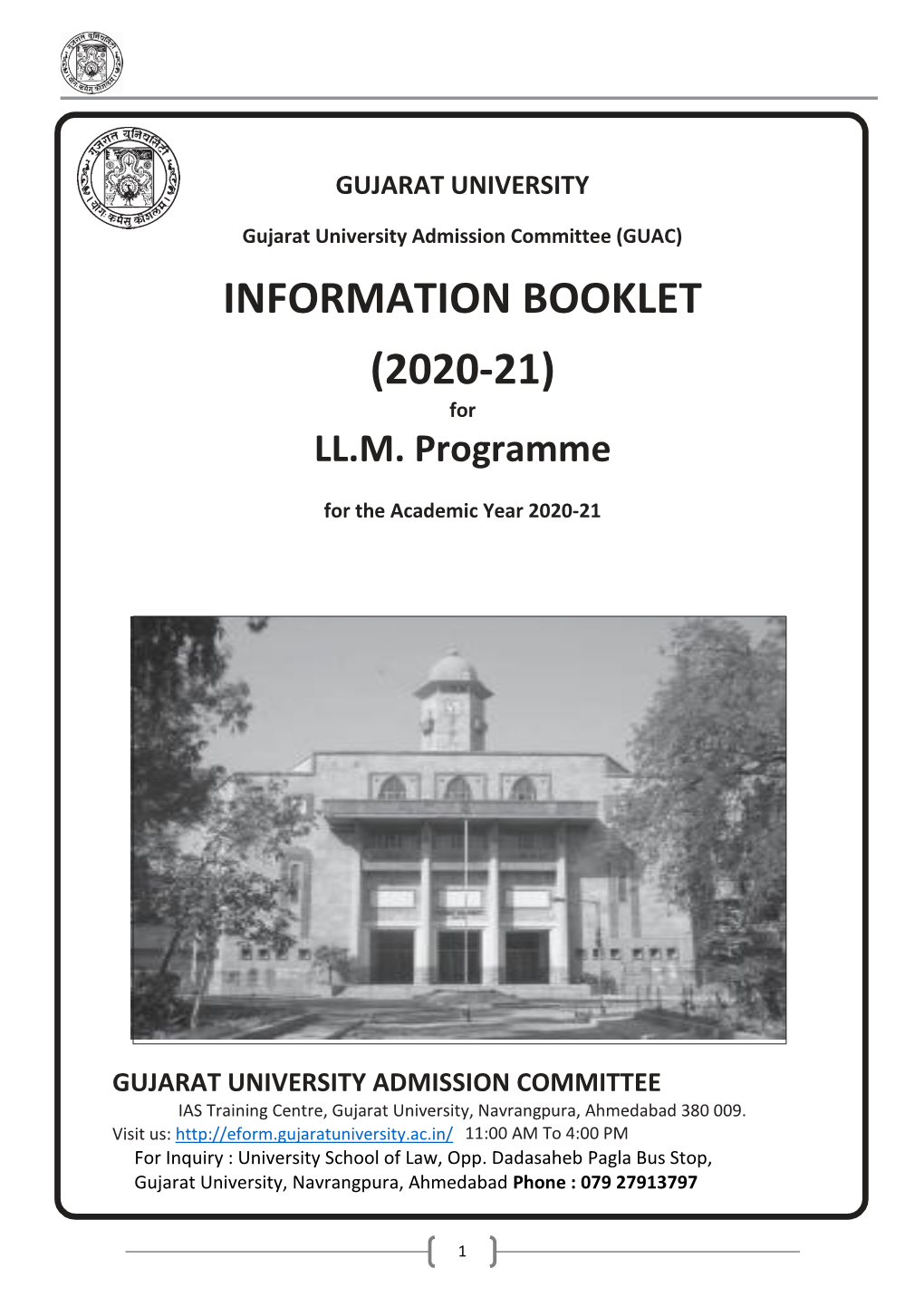 INFORMATION BOOKLET (2020-21) for LL.M