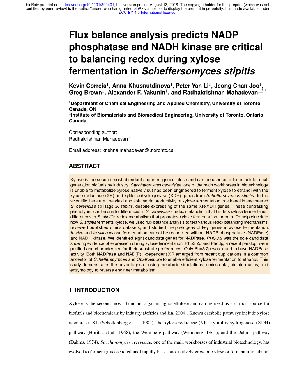 Flux Balance Analysis Predicts NADP Phosphatase and NADH Kinase Are Critical to Balancing Redox During Xylose Fermentation in Scheffersomyces Stipitis