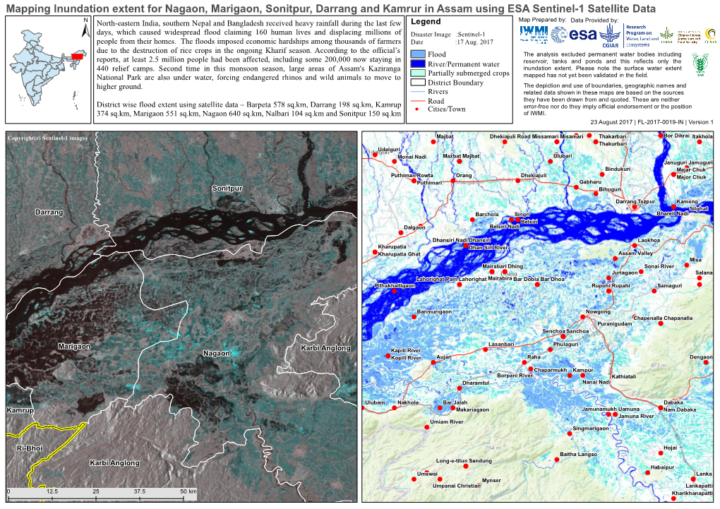 Mapping Inundation Extent for Nagaon, Marigaon, Sonitpur, Darrang And