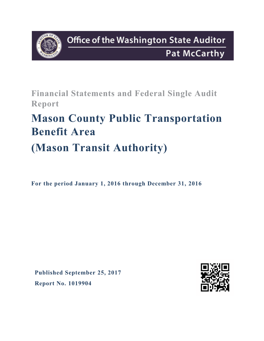 Financial Statements and Federal Single Audit YE2016