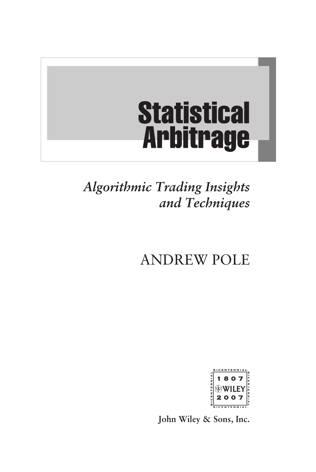 Statistical Arbitrage