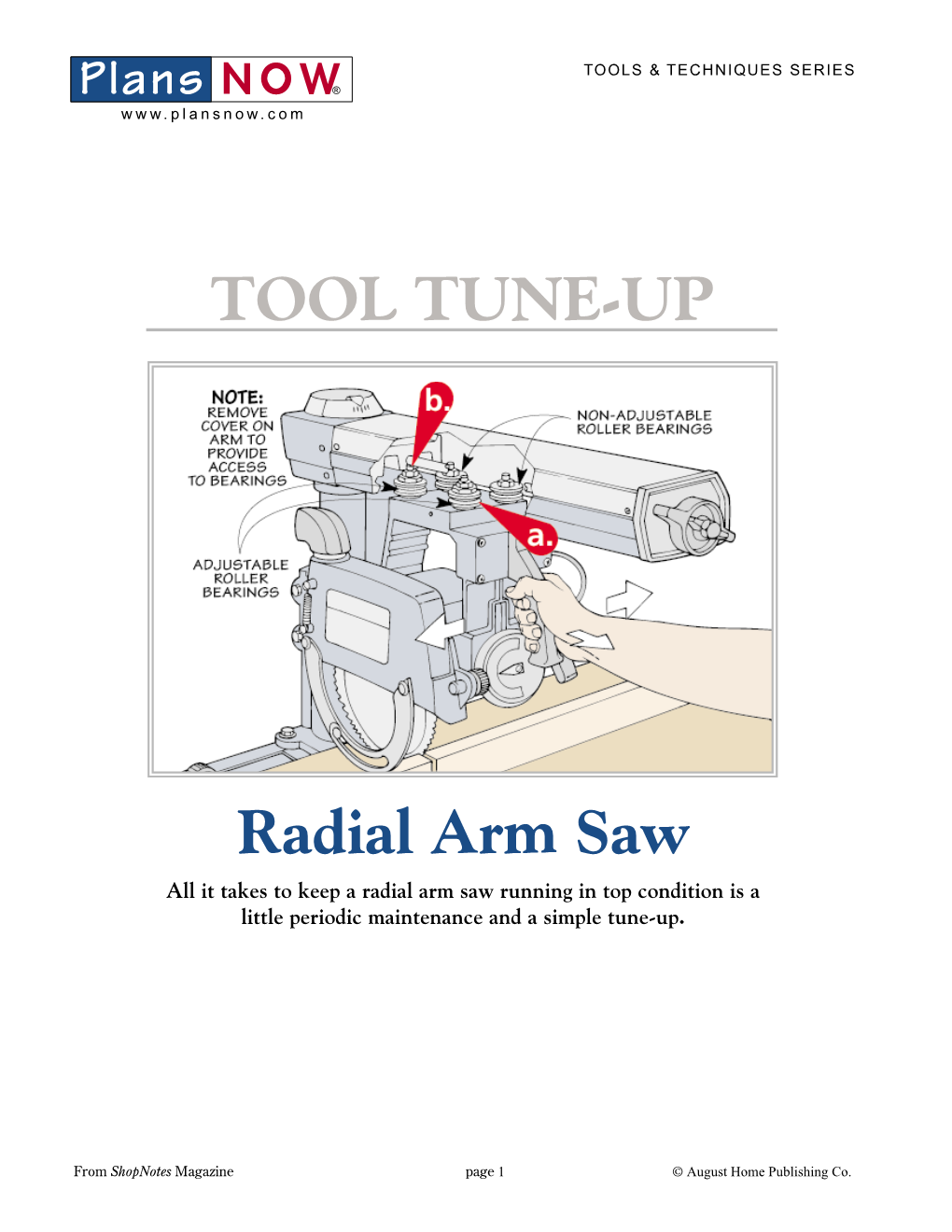 Radial Arm Saw TOOL TUNE-UP