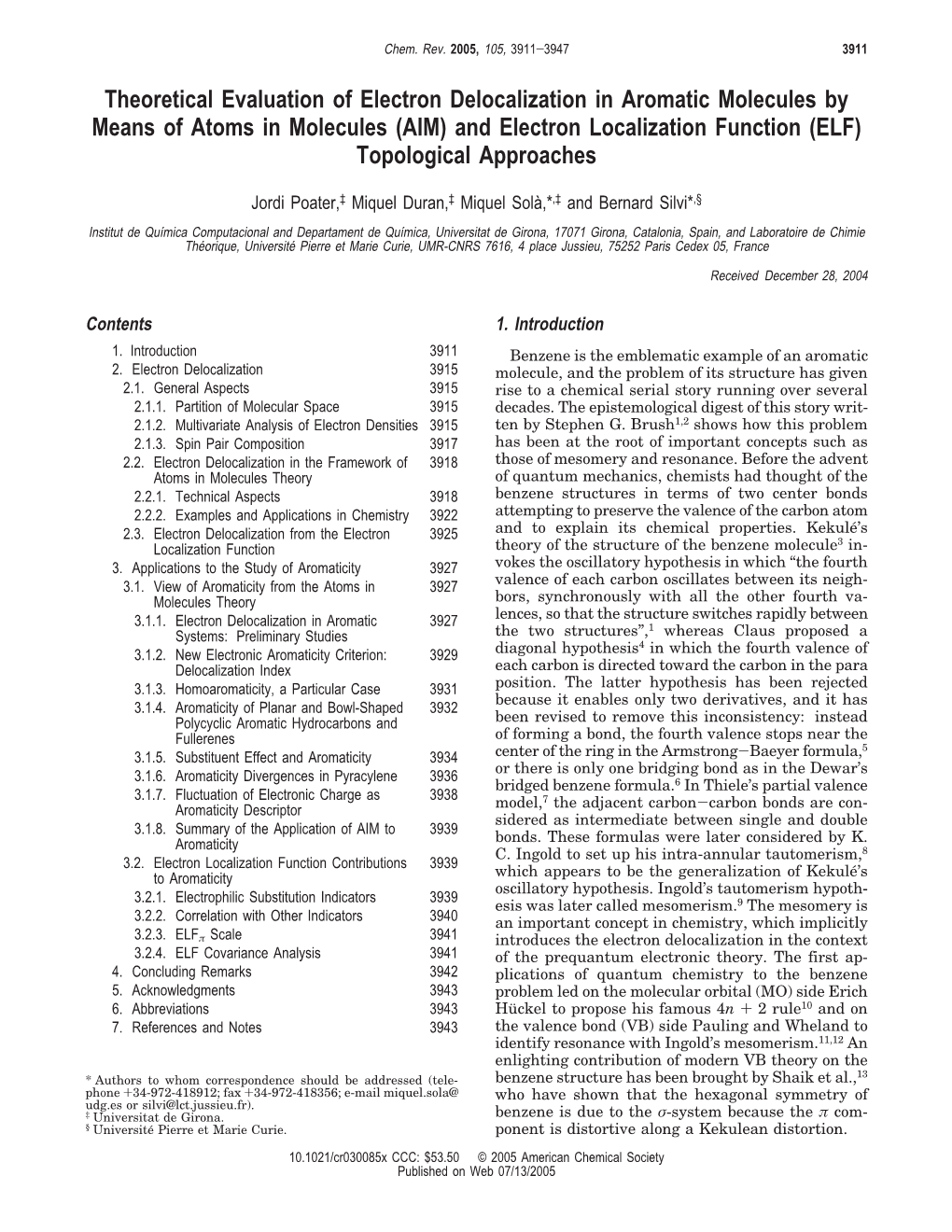 Theoretical Evaluation of Electron Delocalization in Aromatic Molecules by Means of Atoms in Molecules (AIM) and Electron Locali