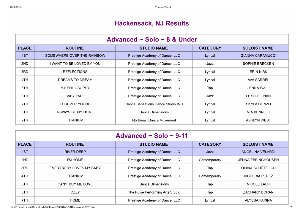 Solo ~ 8 & Under