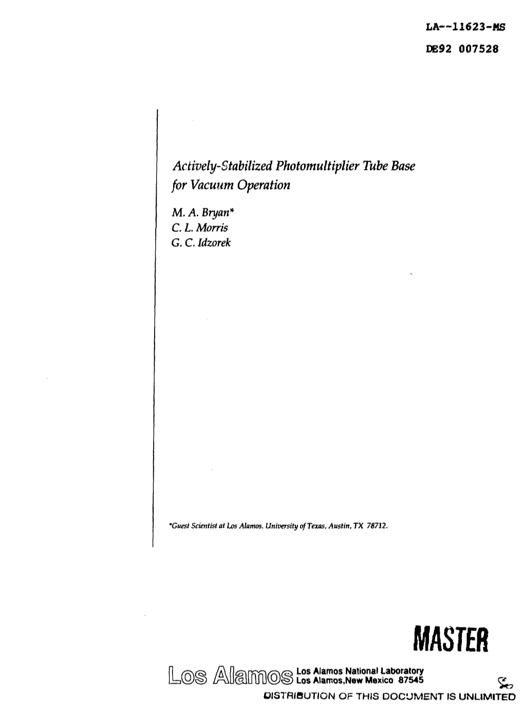 Actively-Stabilized Photomultiplier Tube Base for Vacuum Operation