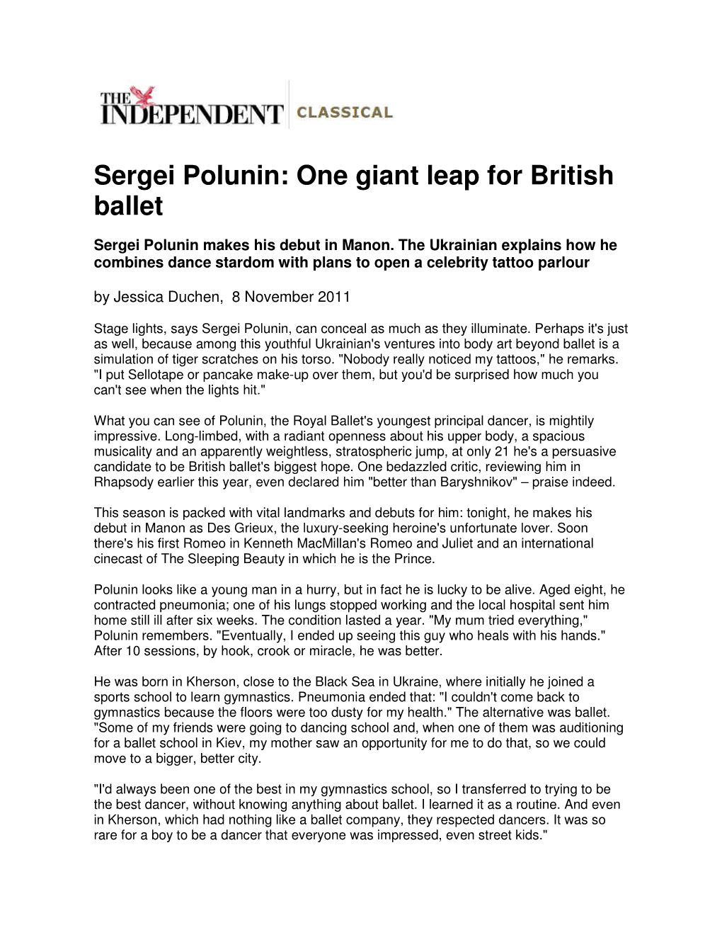 Sergei Polunin: One Giant Leap for British Ballet