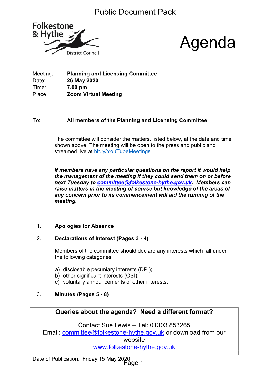 (Public Pack)Agenda Document for Planning and Licensing Committee