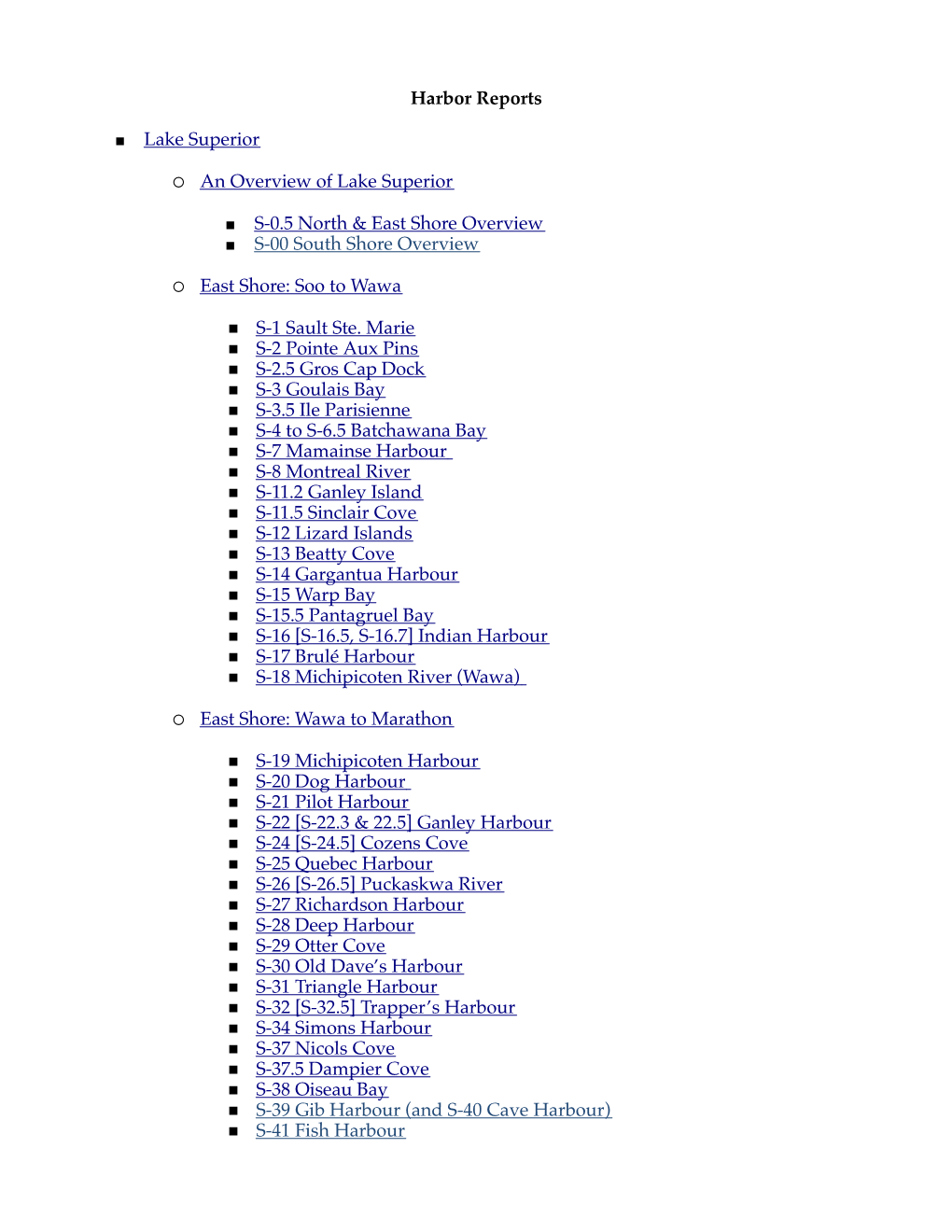 Harbor Reports Lake Superior O an Overview of Lake Superior S-0.5