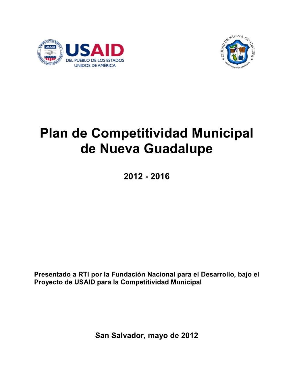 Plan De Competitividad Municipal De Nueva Guadalupe 2012 - 2016