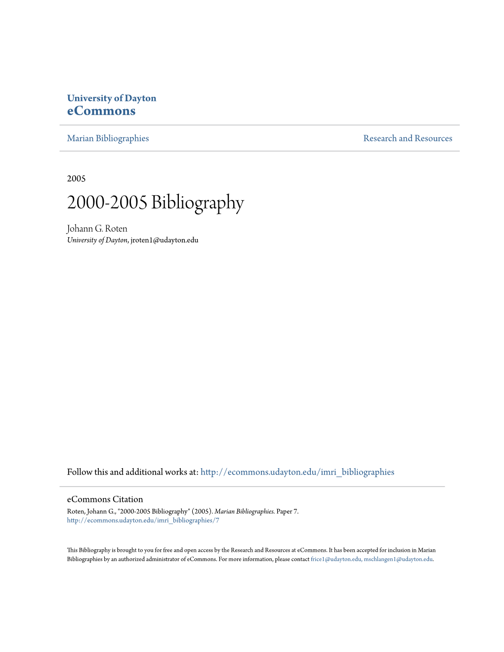 2000-2005 Bibliography Johann G