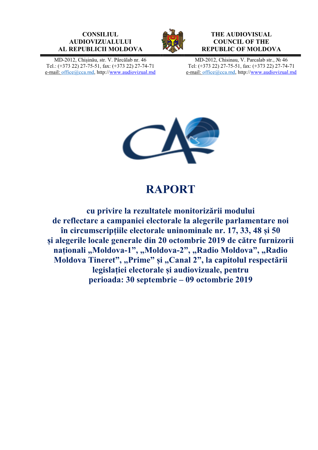 Raport 2, CA, 30 Septembrie