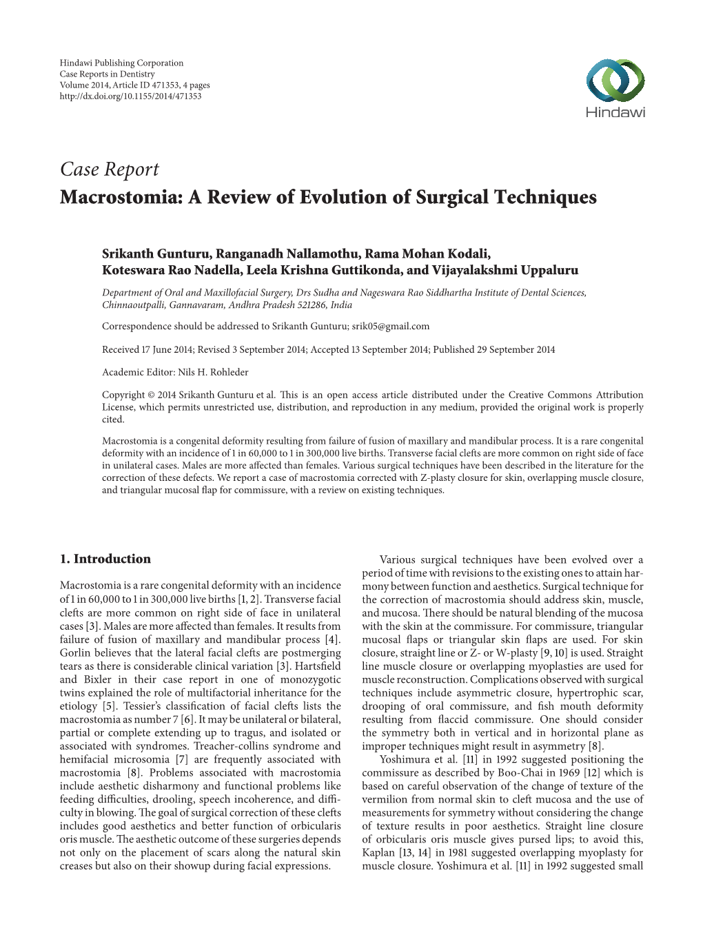 Macrostomia: a Review of Evolution of Surgical Techniques