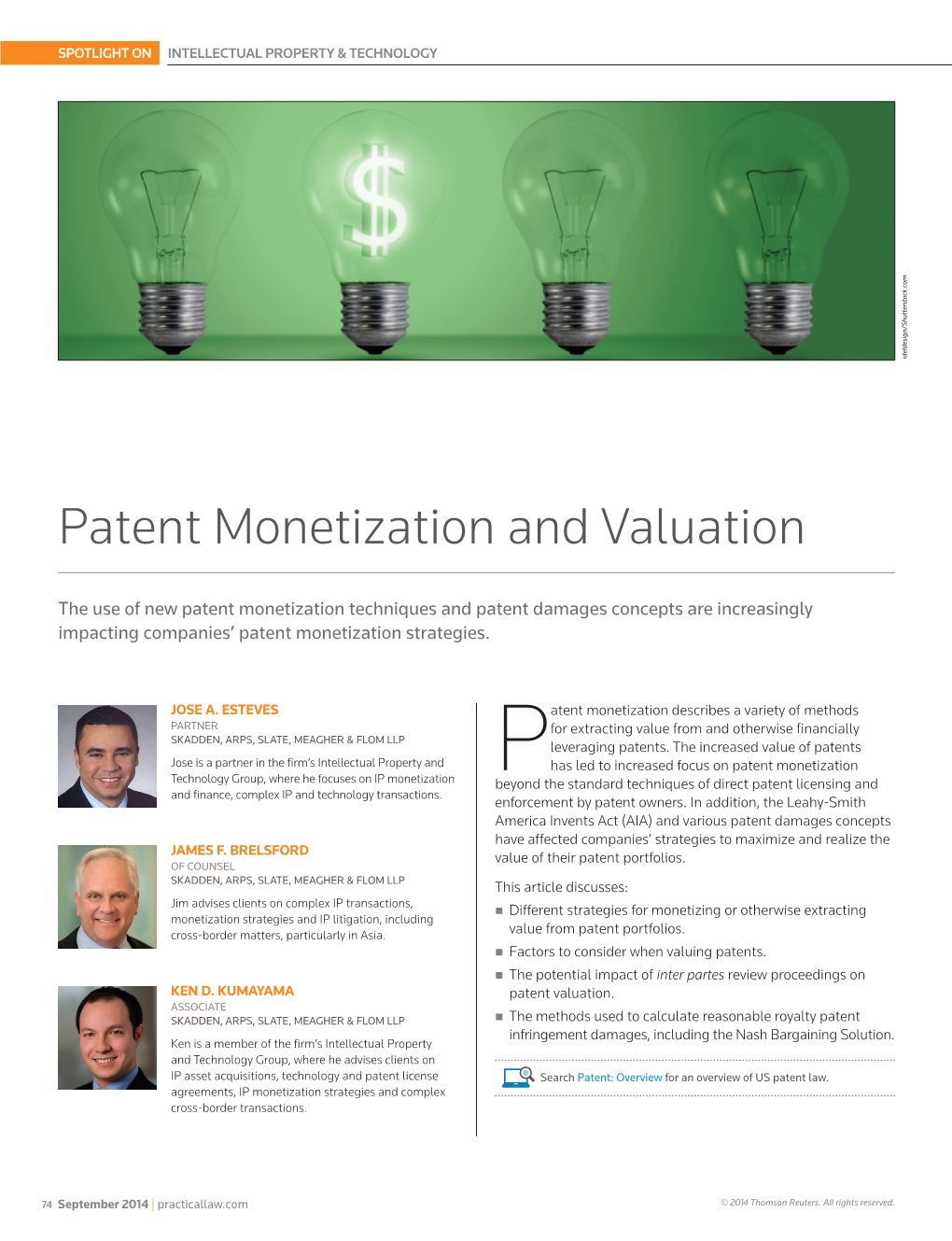 Patent Monetization and Valuation