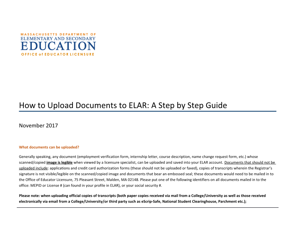 How to Upload Documents in ELAR: a Step by Step Guide