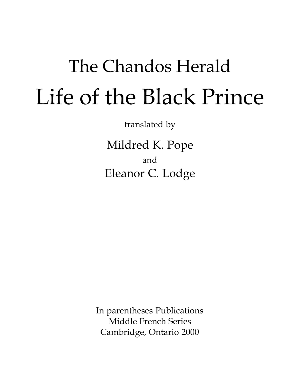 Life of the Black Prince