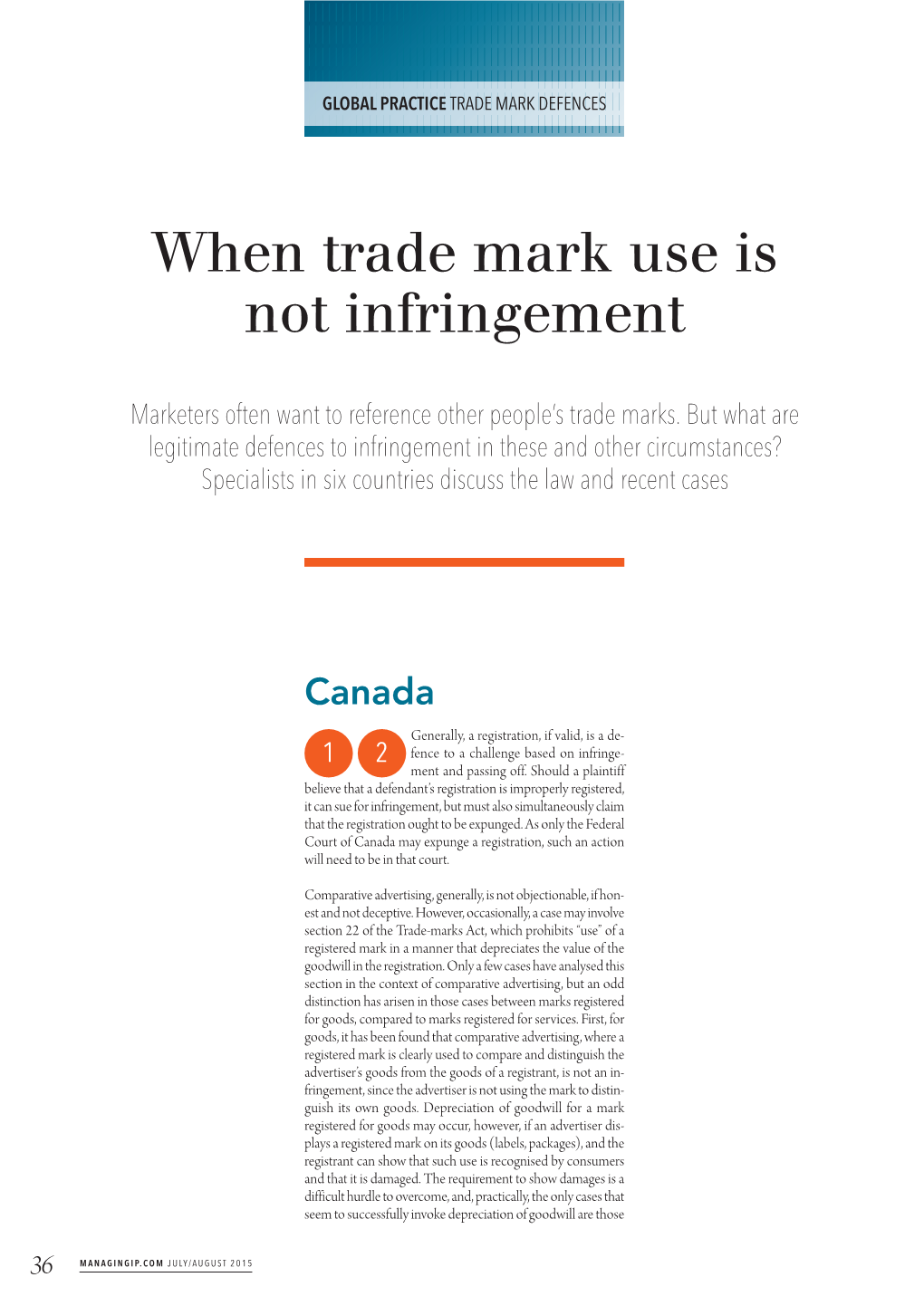 When Trade Mark Use Is Not Infringement