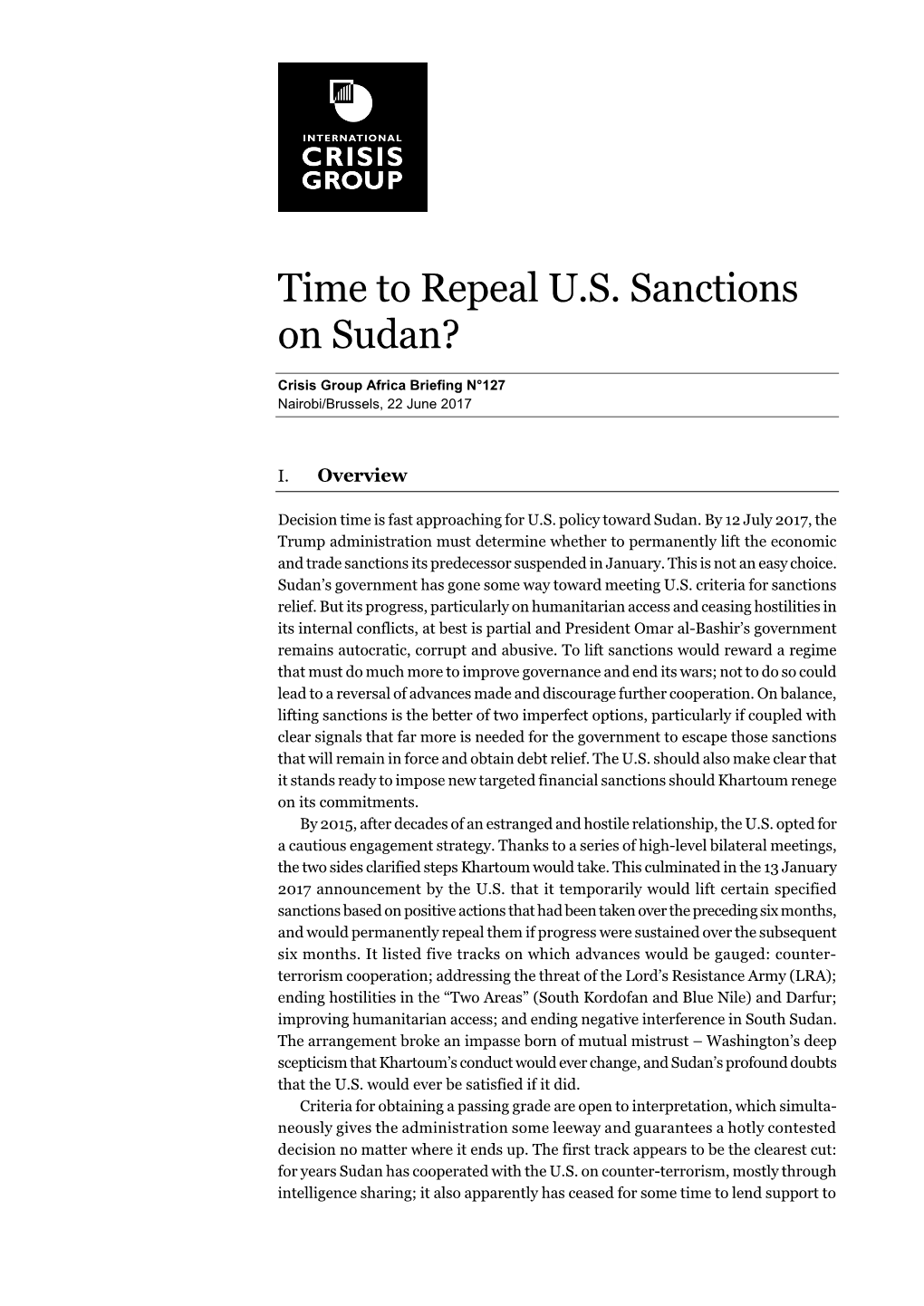 Time to Repeal U.S. Sanctions on Sudan?