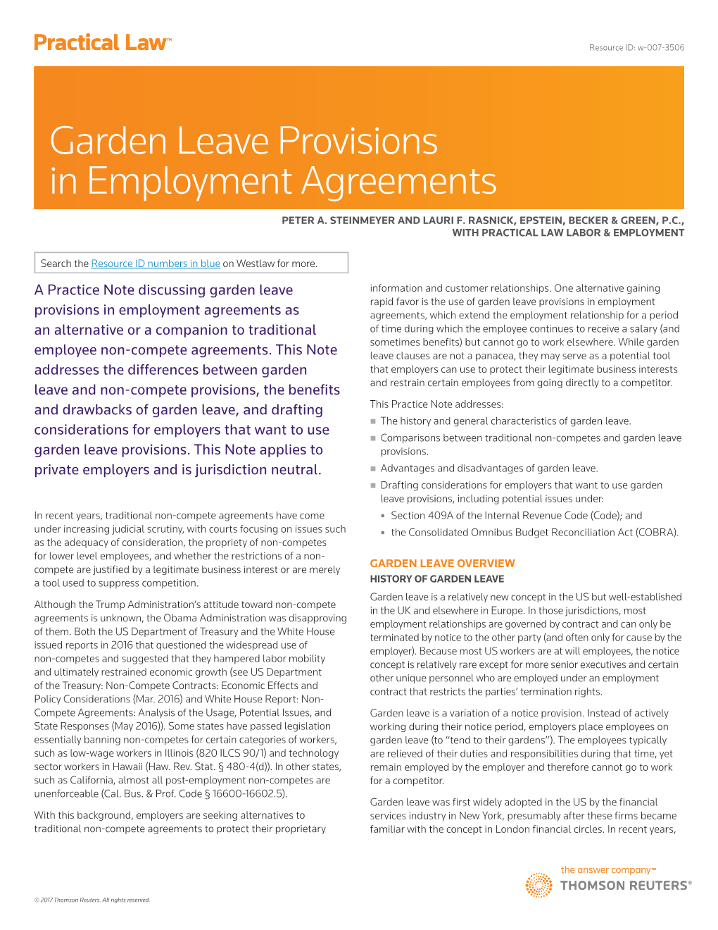 Garden Leave Provisions in Employment Agreements