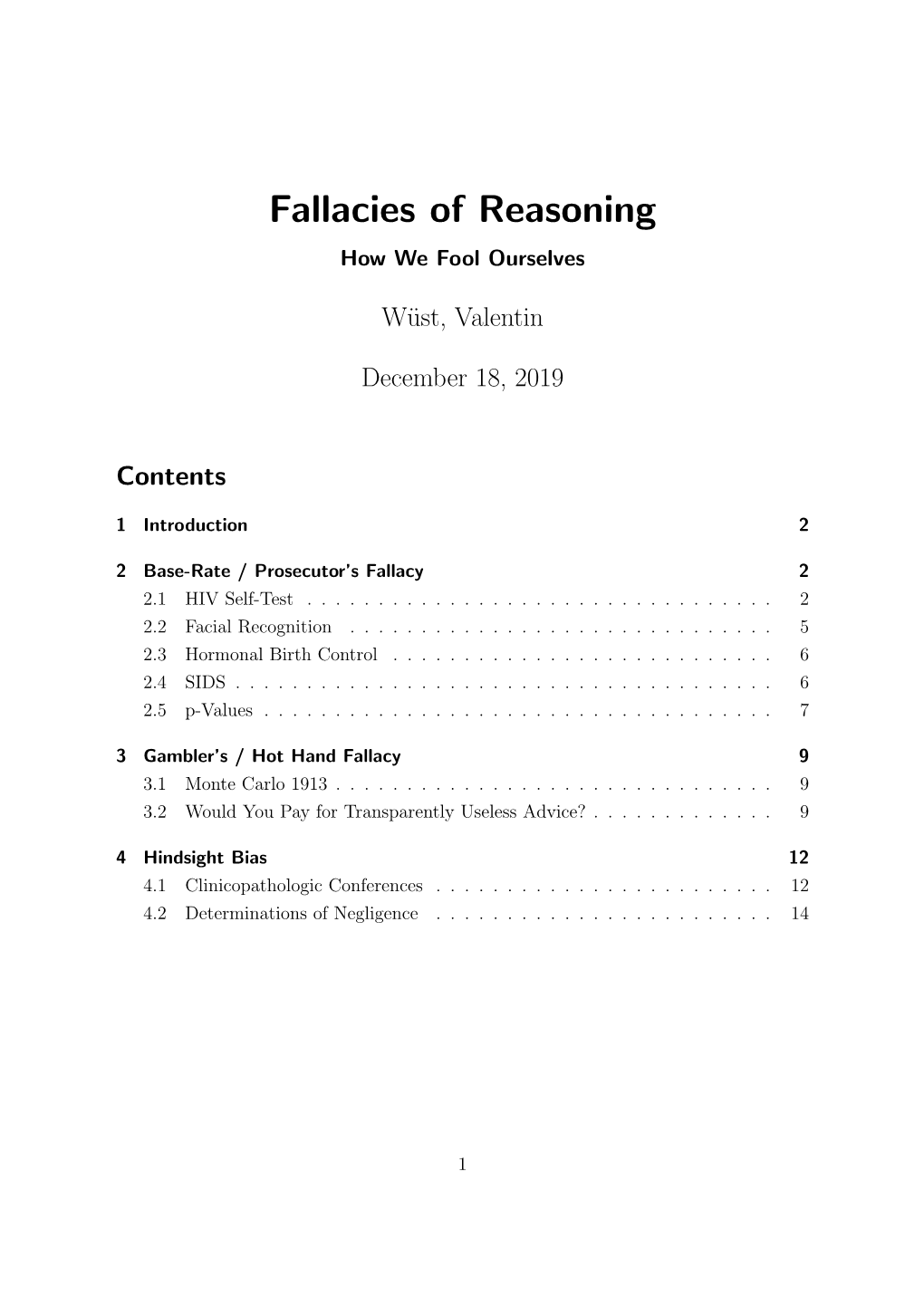 Fallacies of Reasoning How We Fool Ourselves