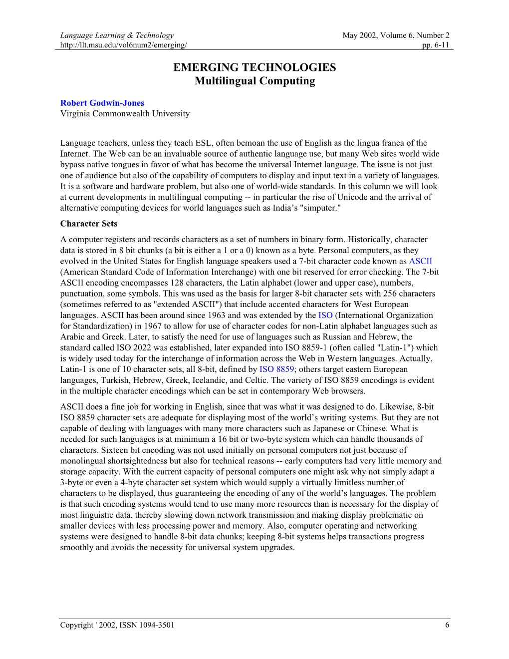 EMERGING TECHNOLOGIES Multilingual Computing