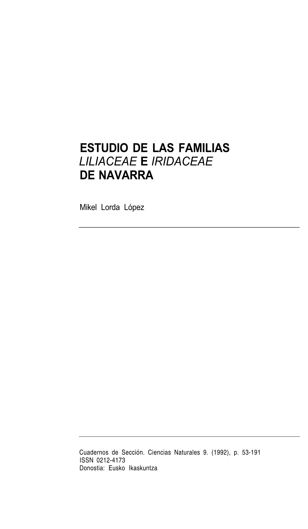 Estudio De Las Familias Liliaceae E Iridaceae De Navarra