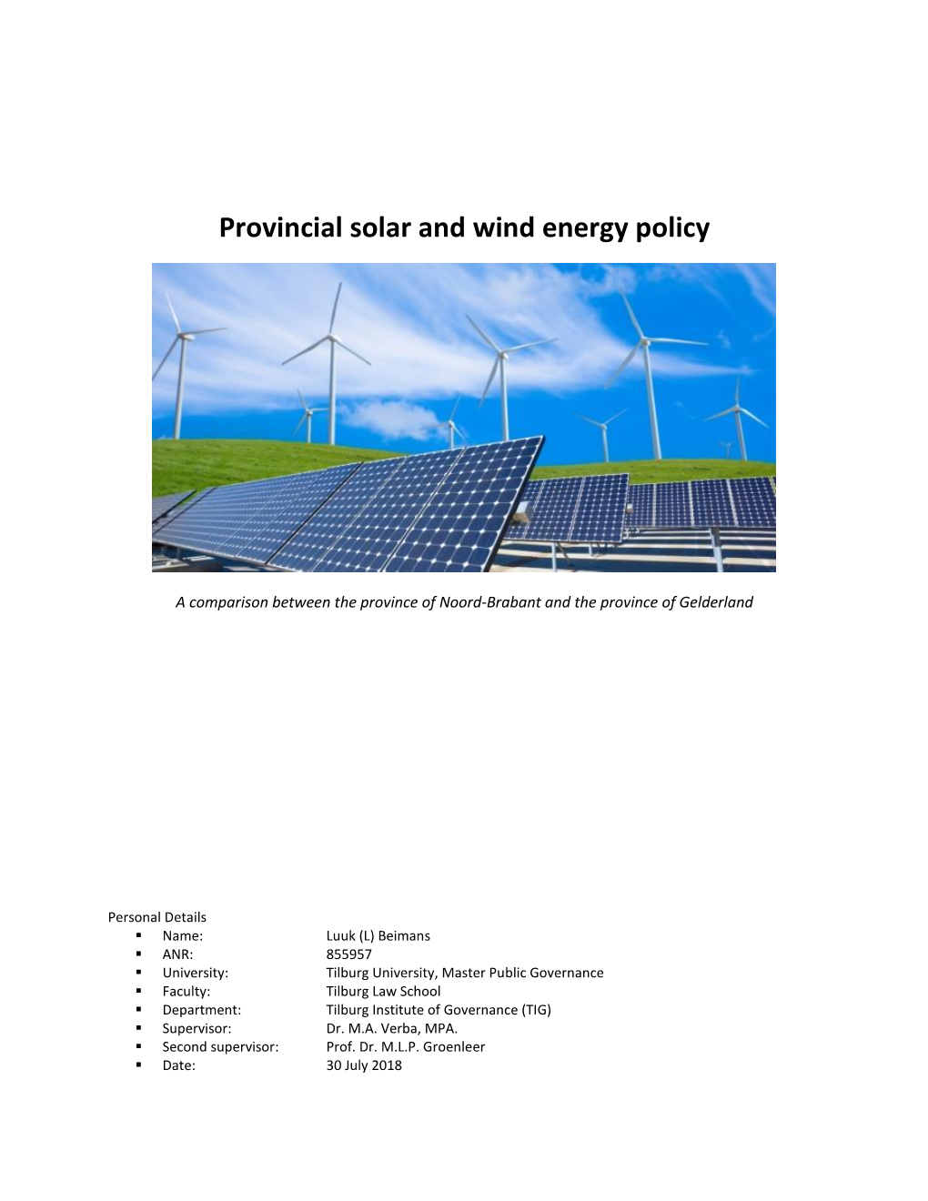Provincial Solar and Wind Energy Policy