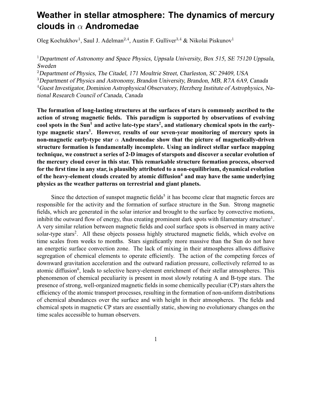 Weather in Stellar Atmosphere: the Dynamics of Mercury Clouds in Α Andromedae